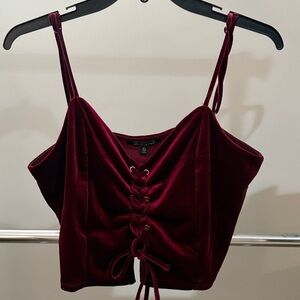 Maroon Velvet Crop Top Tank